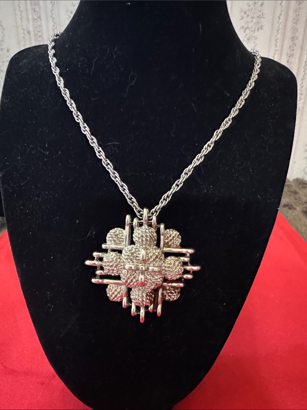 Monet  Silver Tone Starburst Necklace